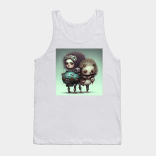 [AI Art] Cute Robot Girl with Hedgehog Tank Top